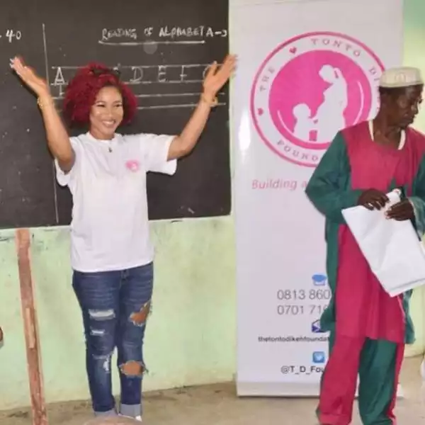 Tonto Dikeh Criticized Over Her Outfit To See Kids At Abuja School